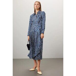 TORY BURCH Women's Pleated Silk Dress Size 6 In Navy Multi